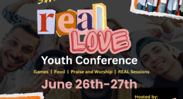 Save-the-date flyer for the REAL Love Youth Conference in Tampa, June 26th-27th, featuring diverse teens, games, food, praise and worship—plus info on Economic Pathways. Hosted by REAL.